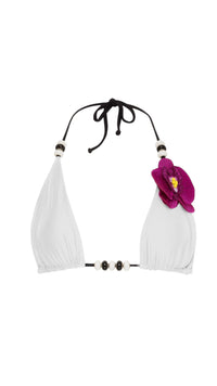 NIKOZA Lycaste striped top with a casual fit, featuring bold horizontal stripes in various colors, displayed on a hanger.