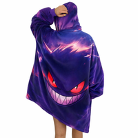 Olm Collectibles Gengar wearable blanket hoodie for kids and adults, featuring a soft, cozy hoodie with Gengar character design.