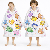 Olm Collectibles Pokémon wearable blanket hoodie for kids and adults, featuring a cozy, soft fabric with Pokémon character designs.