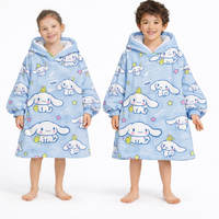 Olm Collectibles Cinnamoroll Hello Kitty wearable blanket hoodie for kids and adults, soft cozy fleece with character design.