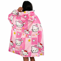 Olm Collectibles Hello Kitty wearable blanket hoodie for kids and adults, cozy and soft, featuring Hello Kitty design.