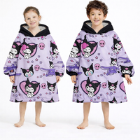 Olm Collectibles Kuromi Hello Kitty wearable blanket hoodie for kids and adults, featuring soft fabric and playful character design.