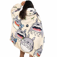 Olm Collectibles My Neighbor Totoro wearable blanket hoodie for kids and adults, soft plush fabric with Totoro character design.
