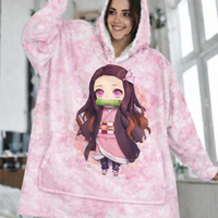 Olm Collectibles Nezuko Kamado Demon Slayer wearable blanket hoodie for kids and adults, featuring detailed character design.