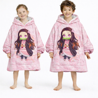 Olm Collectibles Nezuko Kamado Demon Slayer wearable blanket hoodie for kids and adults, featuring colorful character design.
