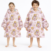 Olm collectibles Sailor Moon wearable blanket hoodie for kids and adults, featuring a cozy, illustrated blanket hoodie design.