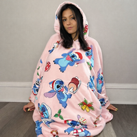 Pink Stitch oversized wearable blanket hoodie with sherpa lining, suitable for kids and adults, by Olm Collectibles.