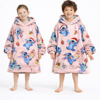 Pink Stitch oversized wearable blanket hoodie with sherpa lining, designed for kids and adults, by Olm Collectibles.