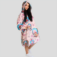 Olm Collectibles Tony Chopper One Piece wearable blanket hoodie for kids and adults, featuring Chopper’s design and cozy fleece material.