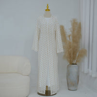 Openwork Lace Knit Open Abaya(MOA327)