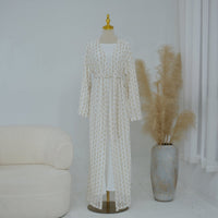 Openwork Lace Knit Open Abaya(MOA327)