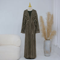 Openwork Lace Knit Open Abaya(MOA327)