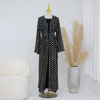 Openwork Lace Knit Open Abaya(MOA327)