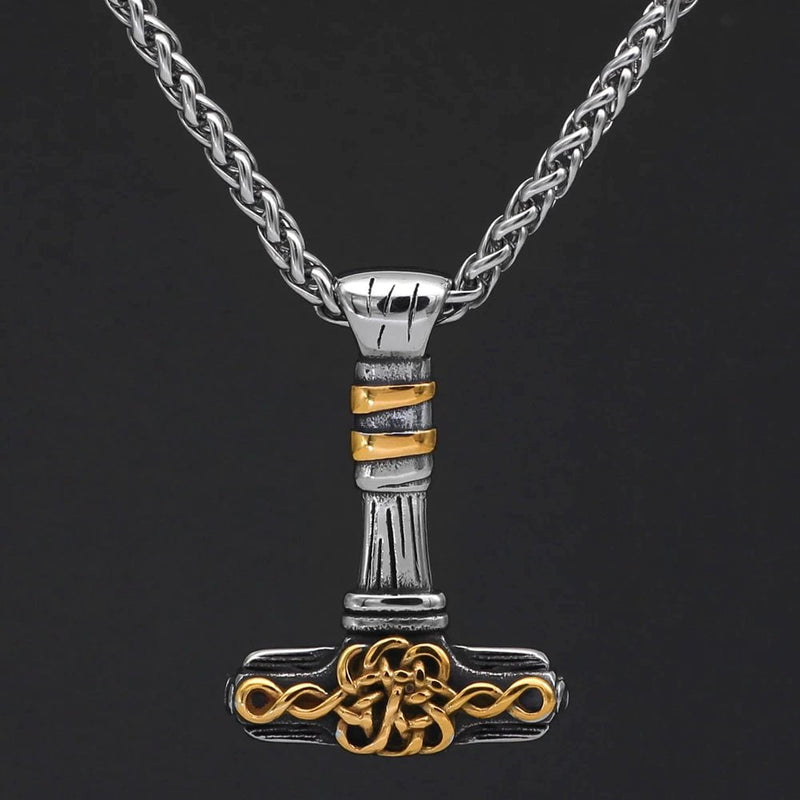 Vikings Mjolnir Celtic Knot Stainless Steel Necklace
