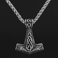 Vikings Mjolnir Dragon Stainless Steel Necklace