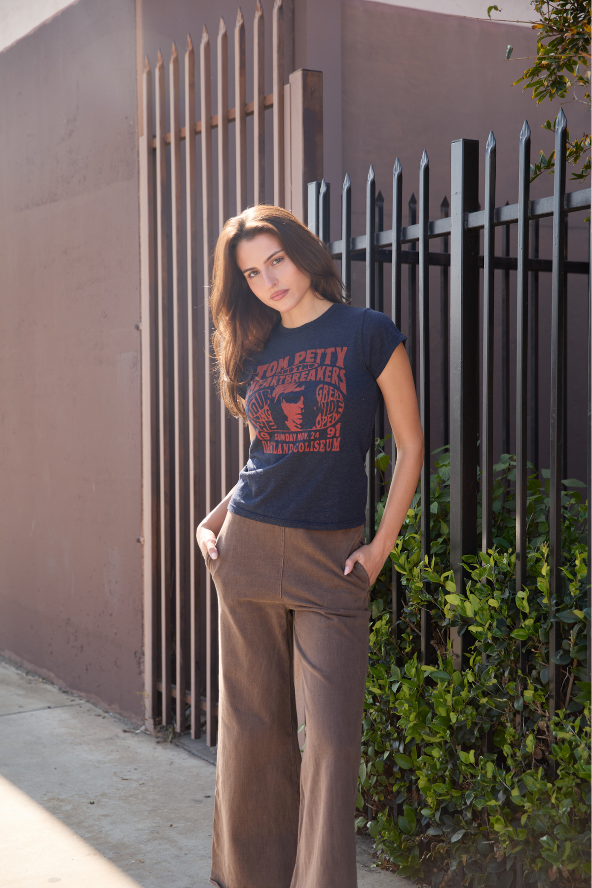 People of Leisure Tom Petty Oakland Coliseum Tee, casual black graphic top featuring a vintage concert design.