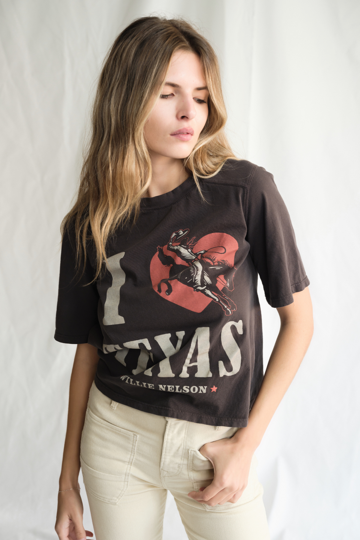 People of Leisure I LOVE TEXAS cotton top featuring a casual fit and bold text design on soft fabric.