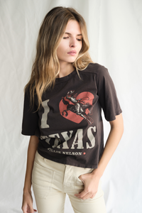 People of Leisure I LOVE TEXAS cotton top featuring a casual fit and bold text design on soft fabric.
