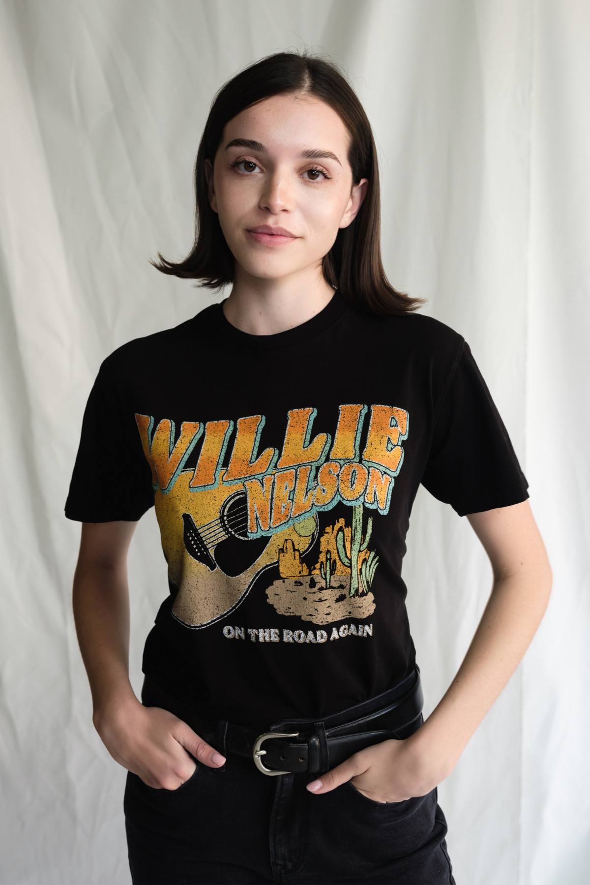 Women’s summer tee by People of Leisure featuring the “Like a Band O' Gypsies” graphic design, casual short-sleeve top.