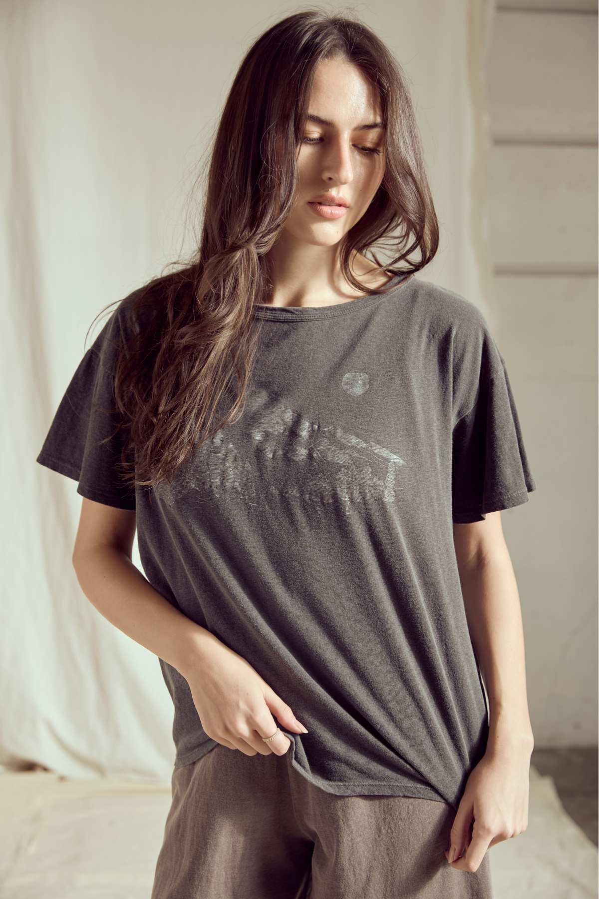 Yosemite Women's Tee Top by People of Leisure, casual short-sleeve cotton shirt with a relaxed fit and graphic print.