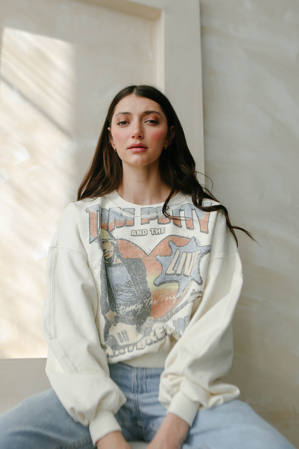 Women’s Tom Petty and the Heartbreakers 1979 sweatshirt by People of Leisure, featuring vintage-inspired band graphic design.