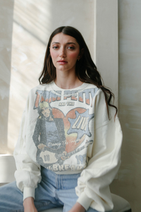 Women's Tom Petty and the Heartbreakers 1979 sweatshirt by People of Leisure, featuring vintage-inspired band graphic design.