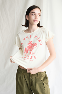 Women’s "On The Road Again" graphic tee top by People of Leisure, featuring casual fit and stylish design.