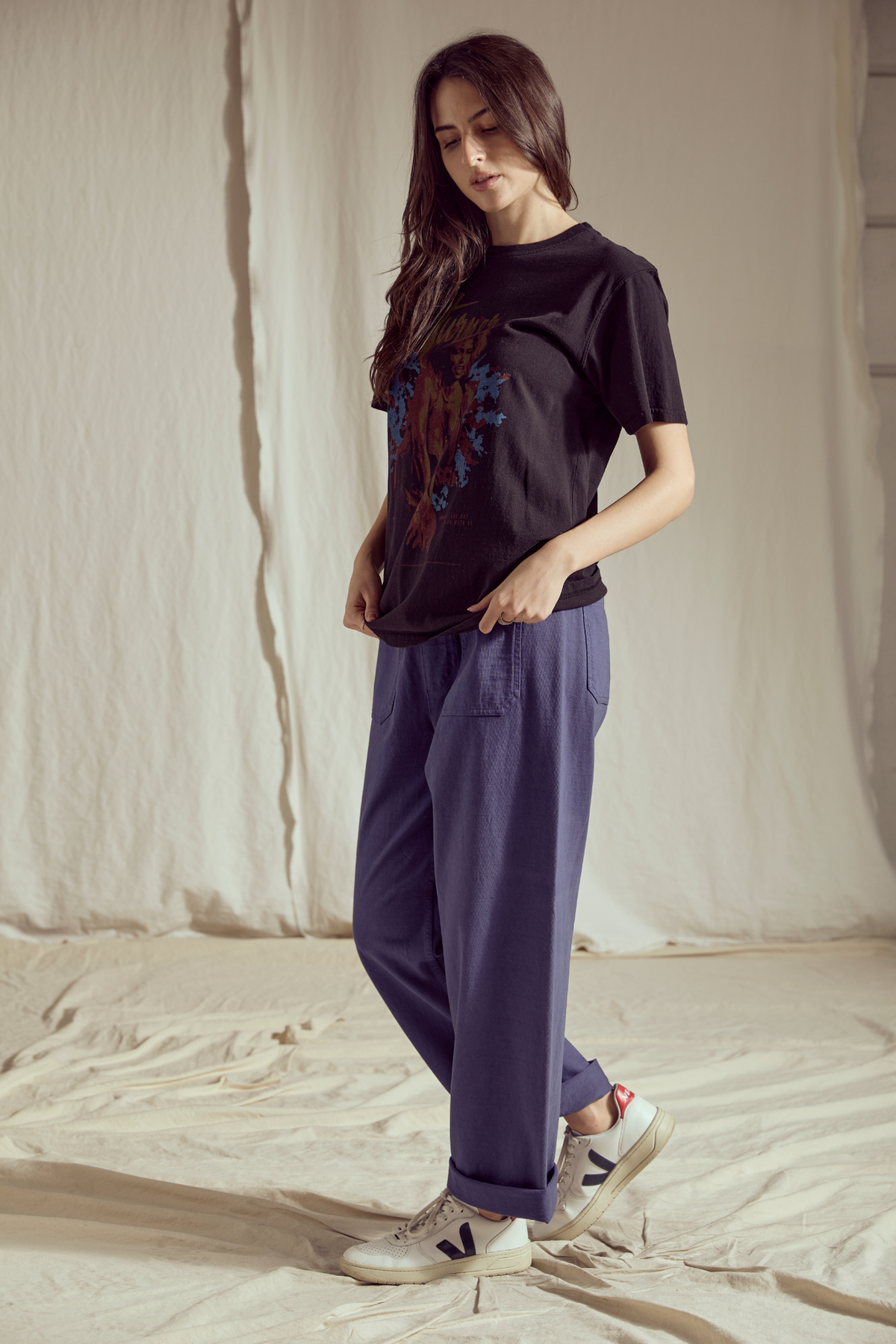 People of Leisure women's What's Love Tee top featuring a casual fit and printed design on soft fabric.