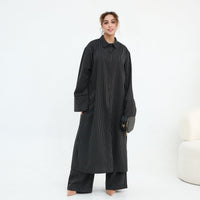 Pinstripe Oversized Shirt & Wide-Leg Trouser Set(MS452)