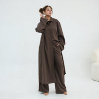 Pinstripe Oversized Shirt & Wide-Leg Trouser Set(MS452)
