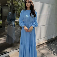 Pleated Tiered Maxi Dress(MS466)