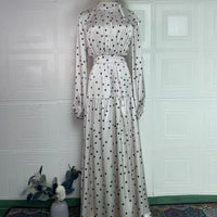 Polka Dot Satin Maxi Dress(MS449)