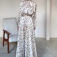 Polka Dot Satin Maxi Dress(MS449)