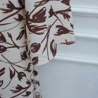 Printed Washed-Crinkle Bell Sleeve Maxi Dress(MS474)