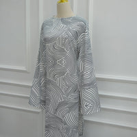 Printed Washed-Crinkle Bell Sleeve Maxi Dress(MS474)