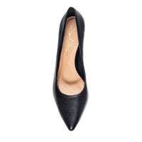 Black Callie Lux Nappa leather shoe by Joan Oloff Shoes with sleek design and smooth finish.