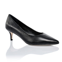 Black Callie Lux Nappa leather shoes by Joan Oloff Shoes, showcasing sleek design and high-quality craftsmanship.