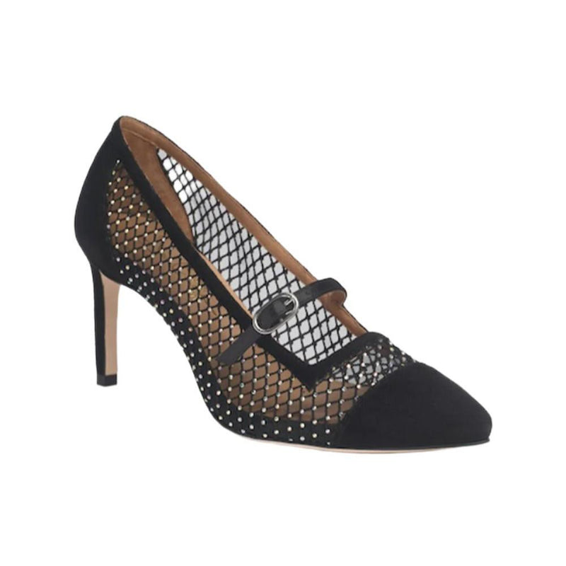 Black Caroline shoes by Joan Oloff Shoes featuring stylish design and comfortable fit, shown in a close-up view.