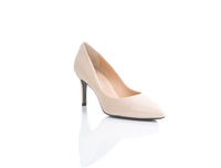 Joan Oloff Shoes Deborah New Nude Patent final sale women's slip-on shoes with shiny nude patent leather finish.