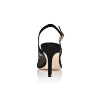 Black suede and mesh dance shoes for kids by Joan Oloff Shoes, featuring a sleek design and comfortable fit.