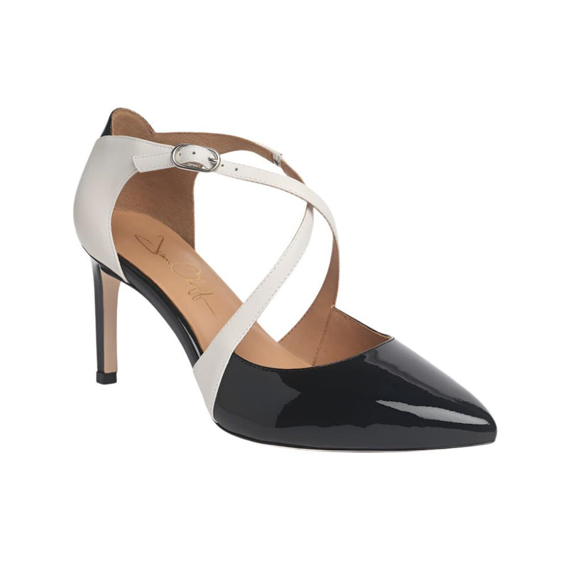 Desire black and off-white shoes by Joan Oloff Shoes, featuring stylish design and comfortable fit.
