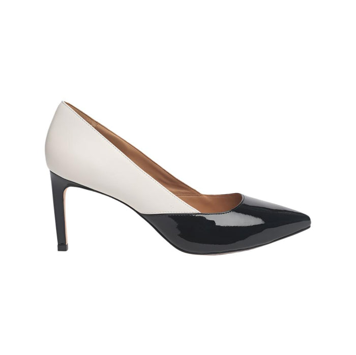 Black and white Darcey shoes by Joan Oloff Shoes featuring stylish design and comfortable fit, displayed on a neutral background.