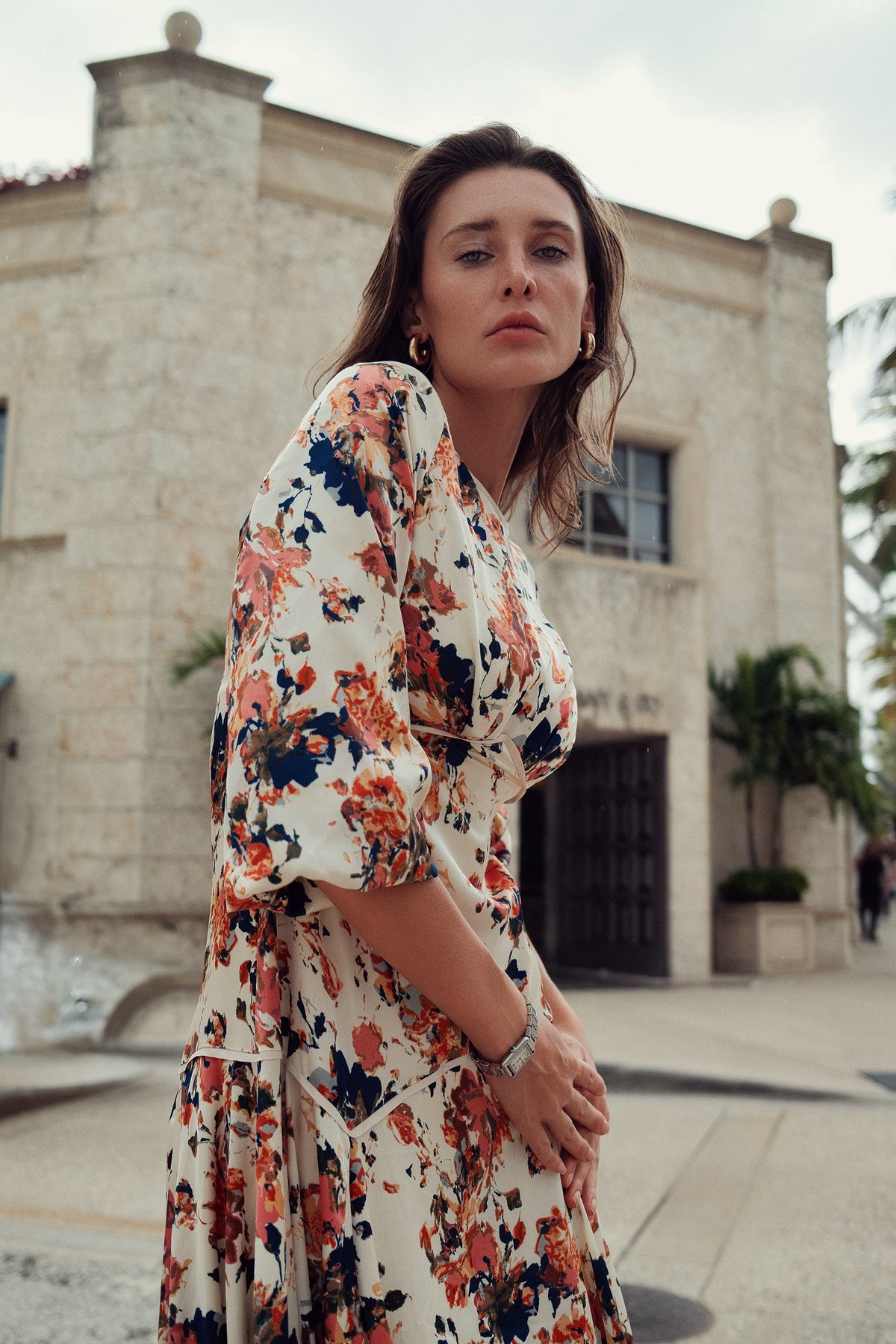 Floral piping dress by Profile NYC featuring a fitted silhouette and vibrant flower pattern, ideal for stylish occasions.