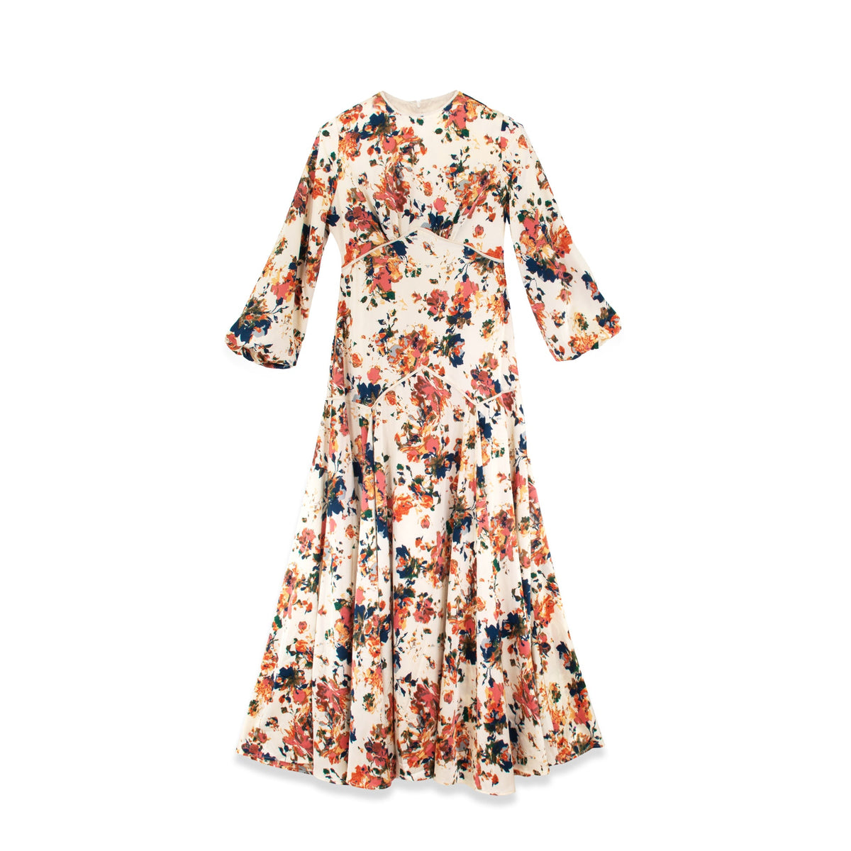 Floral piping dress by profile-nyc featuring a fitted silhouette with vibrant floral patterns and elegant design details.