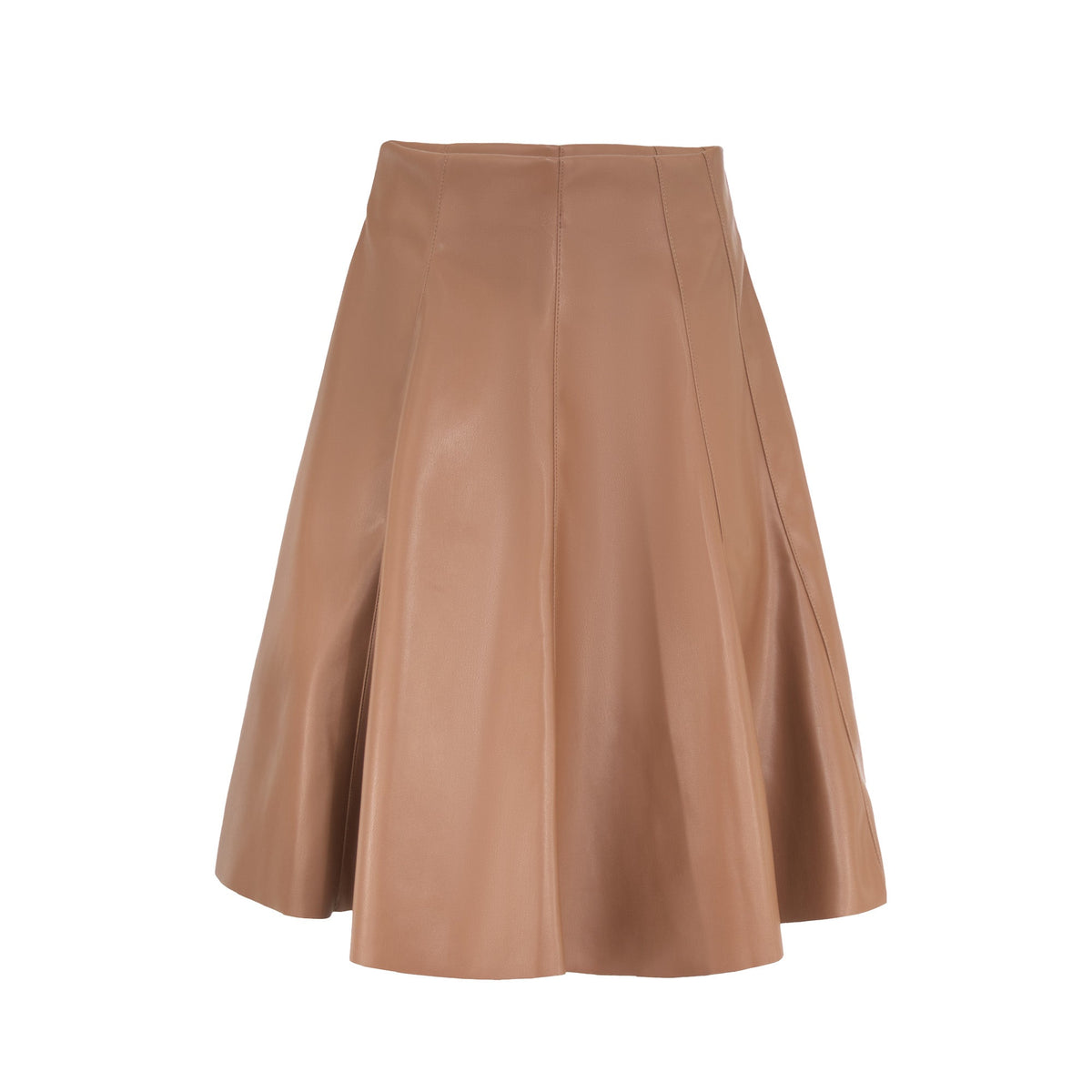 Black leather pleated skirt by Profile NYC, showing its textured pleats and stylish design on a plain background.