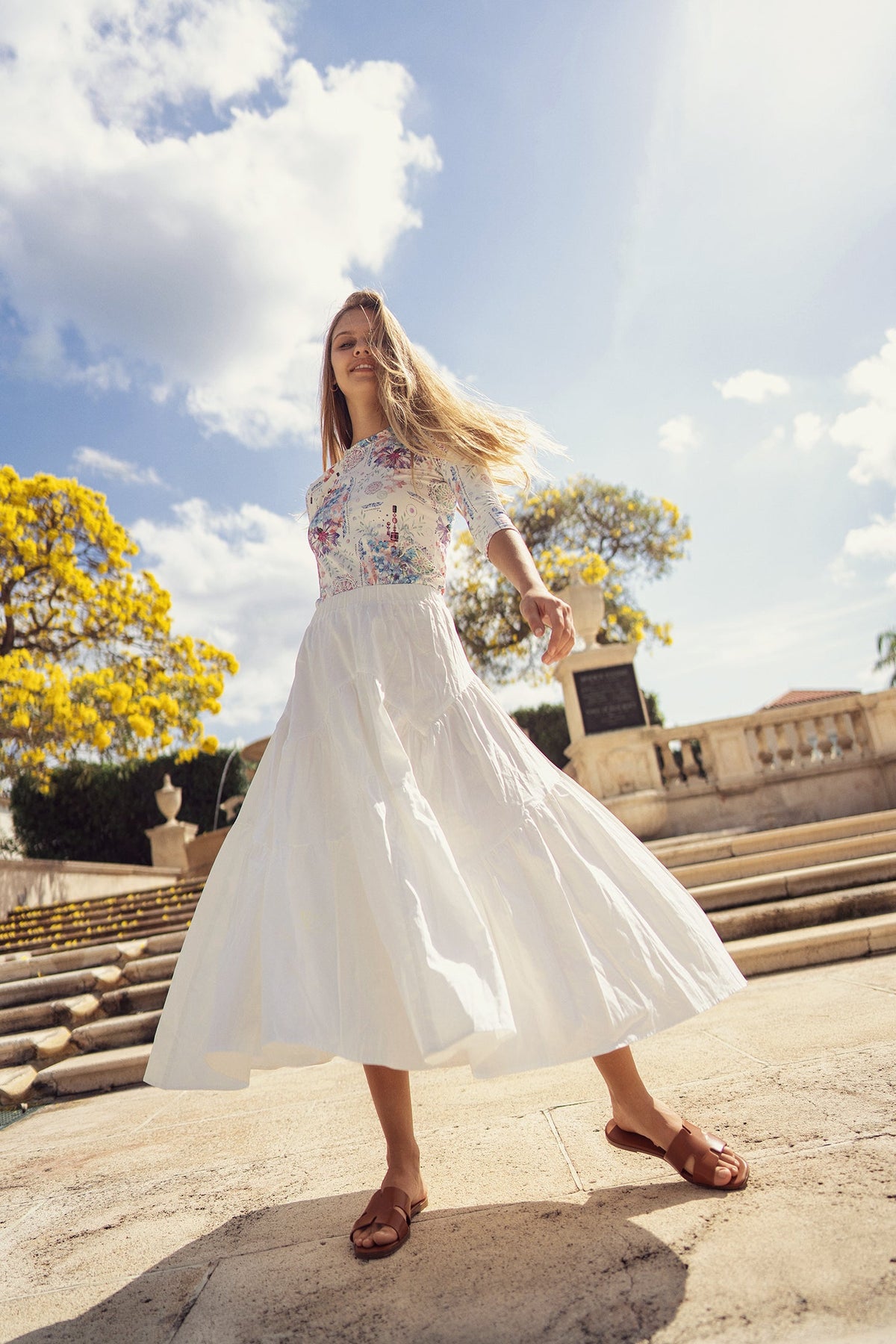 Flowy skirt by Profile NYC with a lightweight, airy fabric in a graceful, flowing design, perfect for casual or dressy wear.