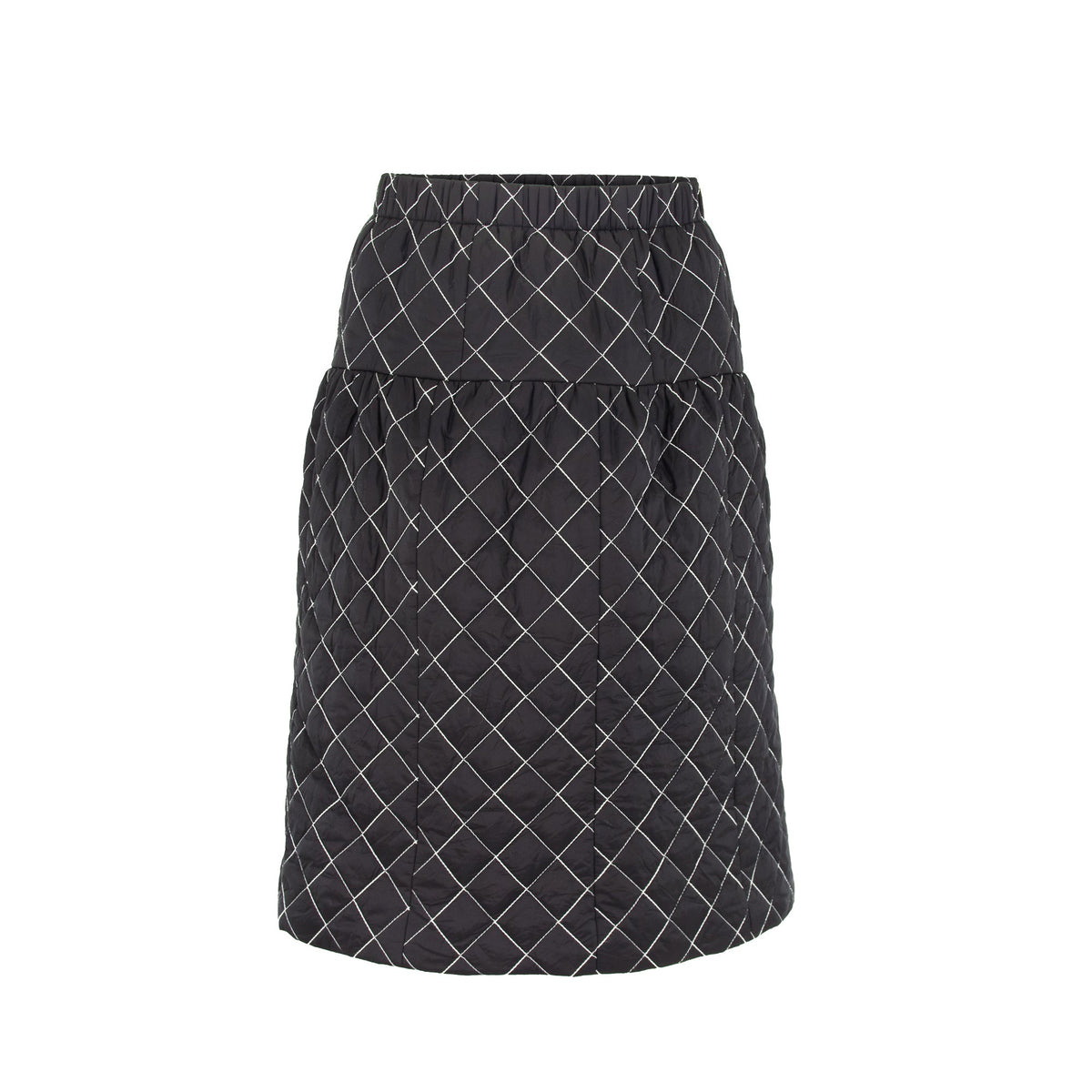 Quilted skirt by Profile NYC featuring a stylish, padded design in a versatile color, perfect for casual or chic outfits.