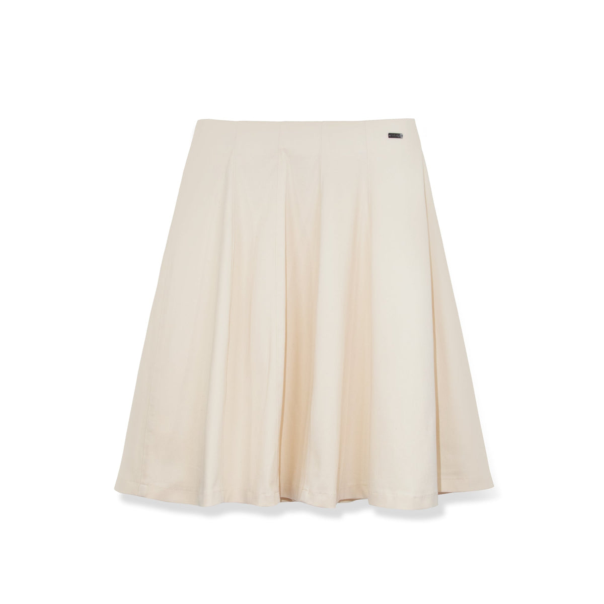 Profile NYC pleated panel skirt in a short length, featuring layered fabric and a stylish, modern design.
