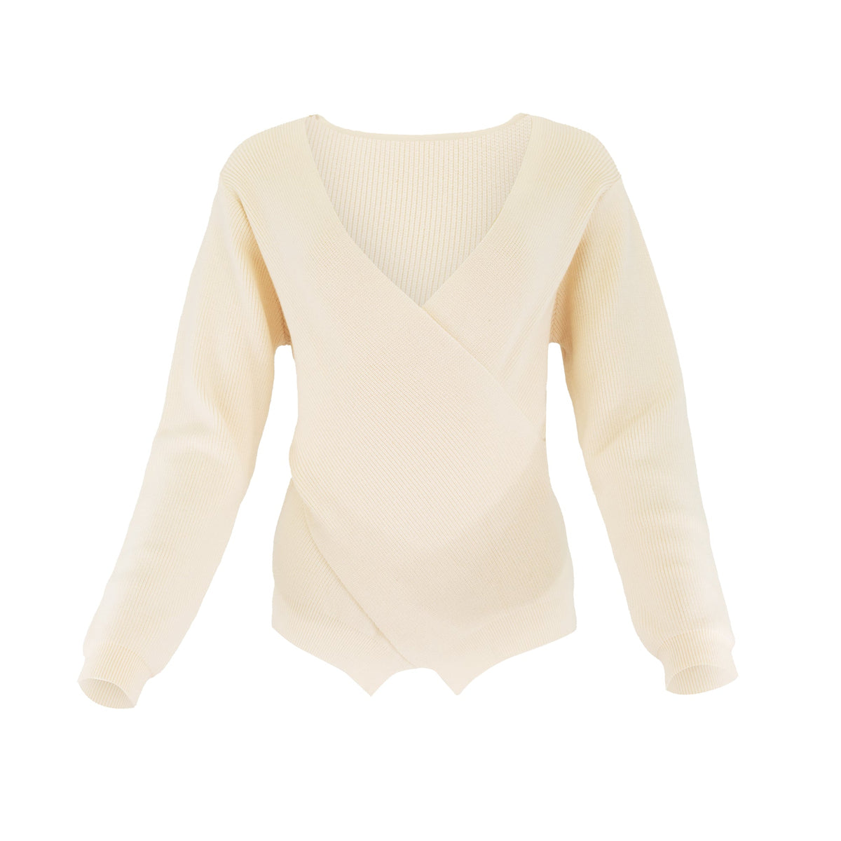 Faux wrap sweater by profile-nyc, featuring a stylish design with soft fabric and a flattering fit, shown in a close-up view.