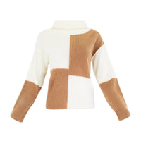 Colorblock knit sweater by Profile NYC featuring bold color blocks and a cozy fit, perfect for casual wear.